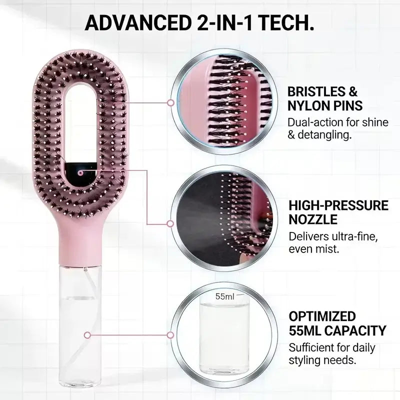 The VelloFinds™ HydraMist 2-in-1 Detangling Brush